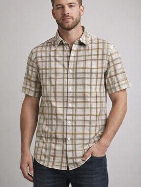 Oakley Plaid Shirt Short Sleeve Button Up Mens Large Slim Fit Casual Outdoor